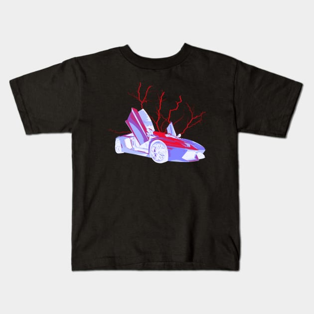 Lambo Aventador Storm Red Kids T-Shirt by CharlieCreator